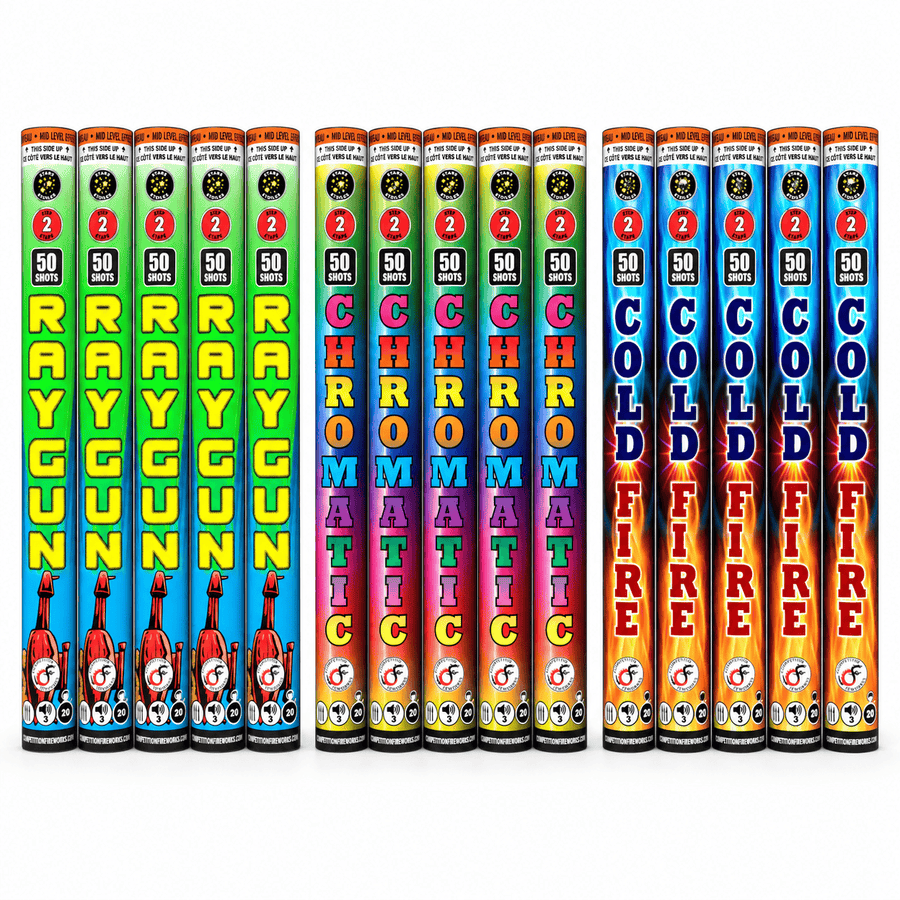 Competition Fireworks 50 Shot Roman Candle Bundle - 5 of Each