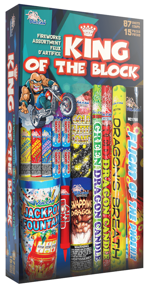 Vulcan Fireworks Family Pack Assortment Each King of the Block  - 50% OFF