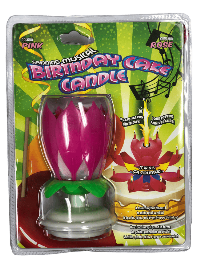 Mystical Fireworks Candle Pink Spinning Musical Birthday Cake Candle  - 50% OFF