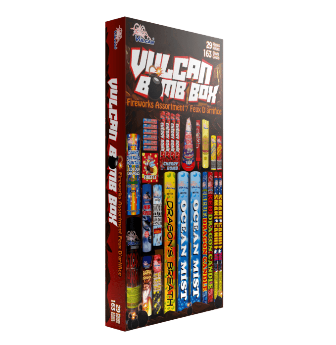 Vulcan Fireworks Family Pack Assortment Vulcan Bomb Box