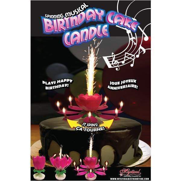 Mystical Fireworks Candle Pink Spinning Musical Birthday Cake Candle